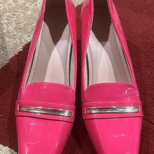 Chic Hot Pink Loafers with Silver Accent
